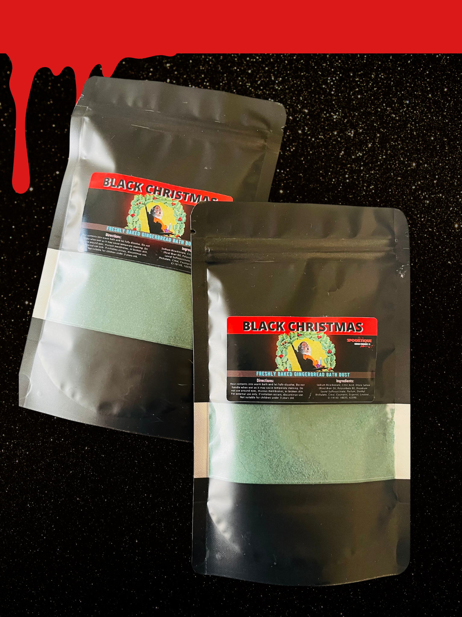Black Christmas Bath Bomb Dust - Freshly Baked Gingerbread